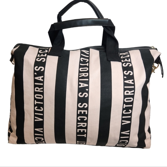 VICTORIA'S SECRET NEW DUFFLE BAG Pink and black stripe, top zip closure,… - Picture 7 of 7